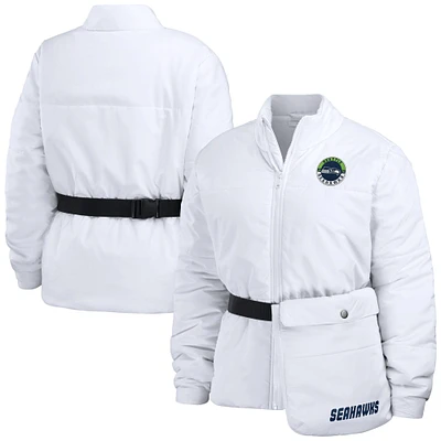 Women's WEAR by Erin Andrews  White Seattle Seahawks Packaway Full-Zip Puffer Jacket