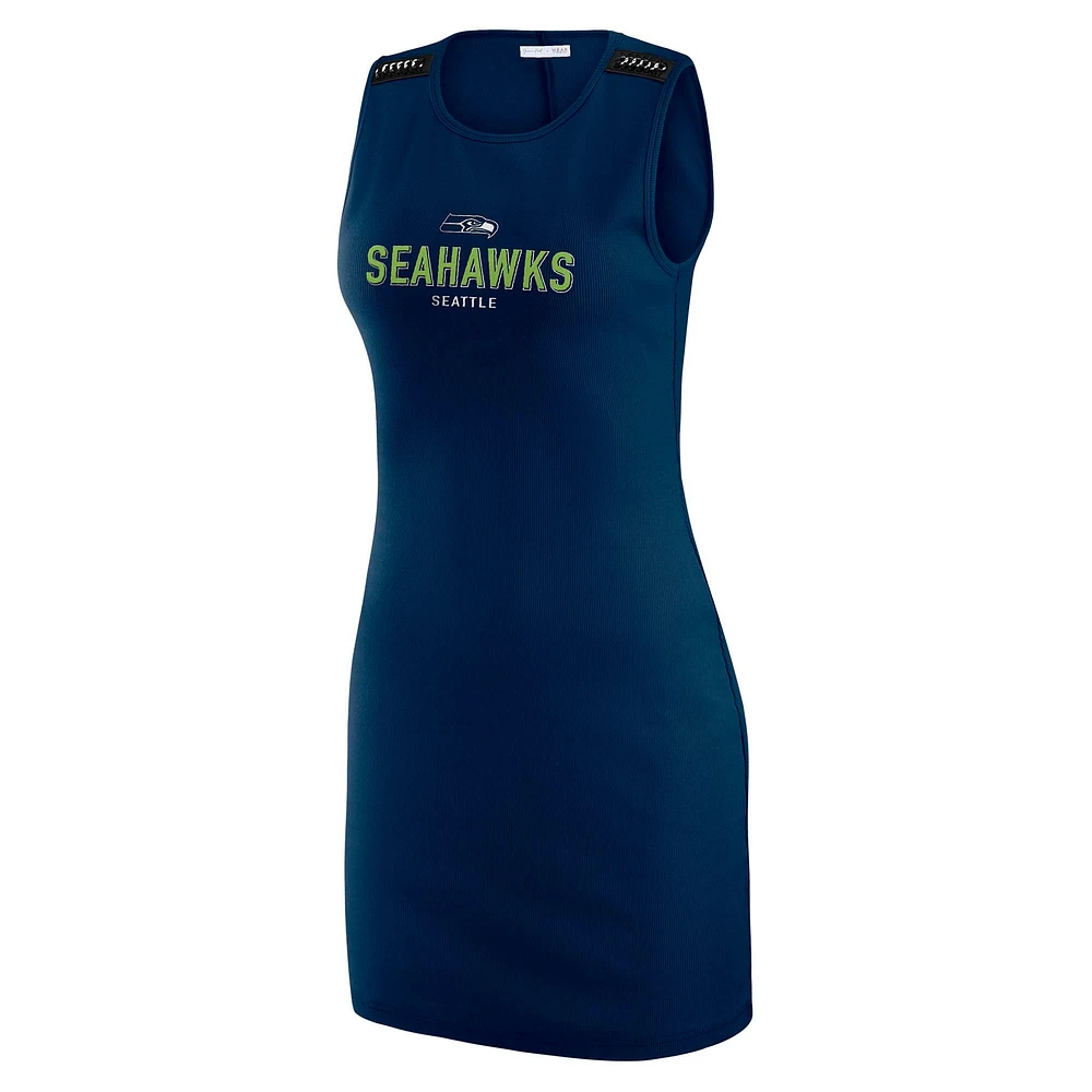 Robe débardeur côtelée bleu marine des Seattle Seahawks pour femme WEAR by Erin Andrews x Gracie Hunt College