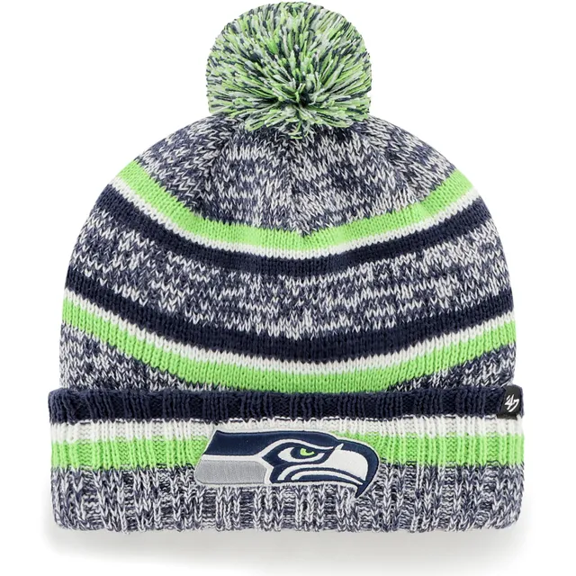 Youth Mitchell & Ness Royal Seattle Seahawks Retro Script Cuffed Knit Hat  with Pom - OSFA 