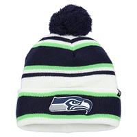 Bonnet en tricot à revers Stripling Seattle Seahawks blanc '47 pour jeune avec pompon