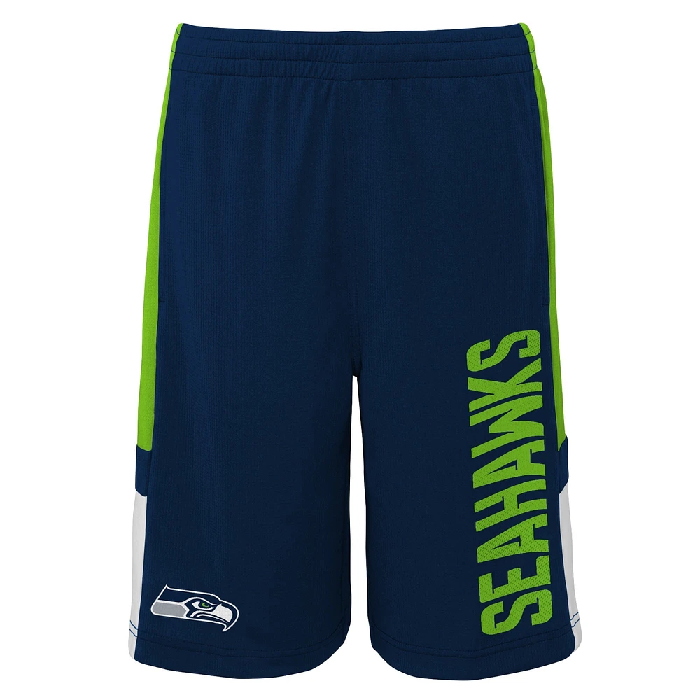 Youth College Navy Seattle Seahawks Lateral Mesh Performance - Shorts