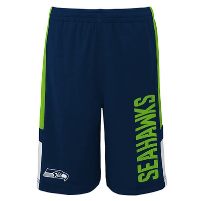 Youth College Navy Seattle Seahawks Lateral Mesh Performance - Shorts