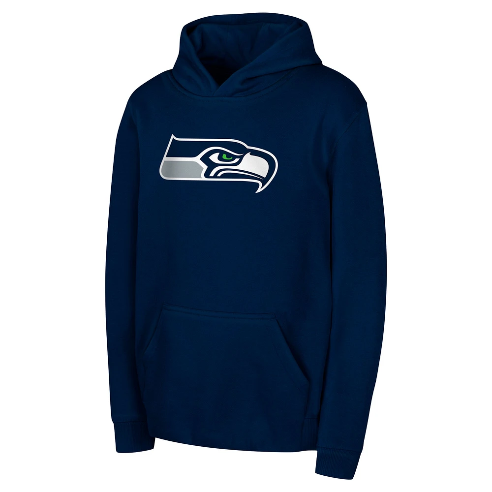 Youth College Navy Seattle Seahawks Team Logo Pullover Hoodie