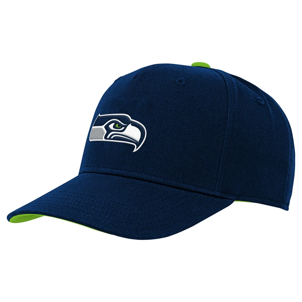 Casquette ajustable pré-courbée de l'équipe des Seattle Seahawks de la marine pour jeunes