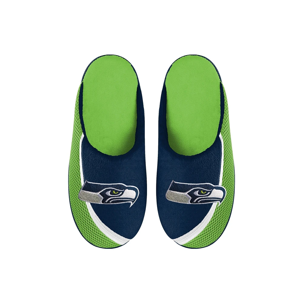 Youth FOCO Seattle Seahawks Big Logo Color Edge Slippers