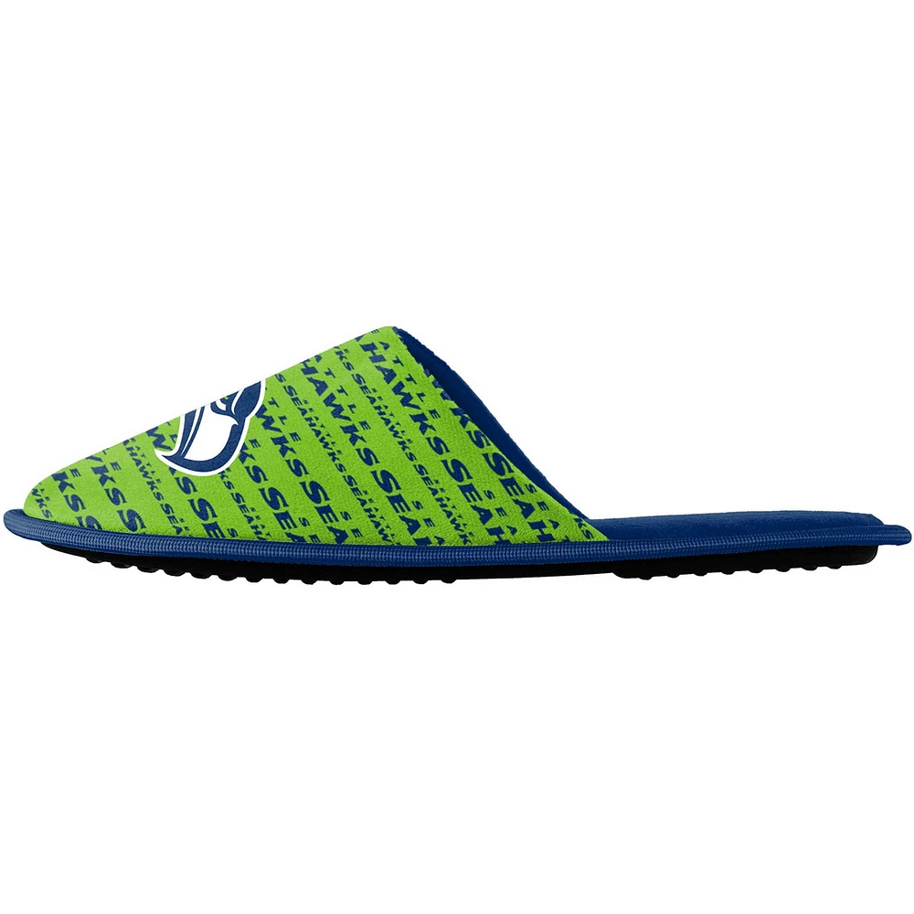 Youth FOCO Seattle Seahawks Scuff Wordmark Slide Slippers