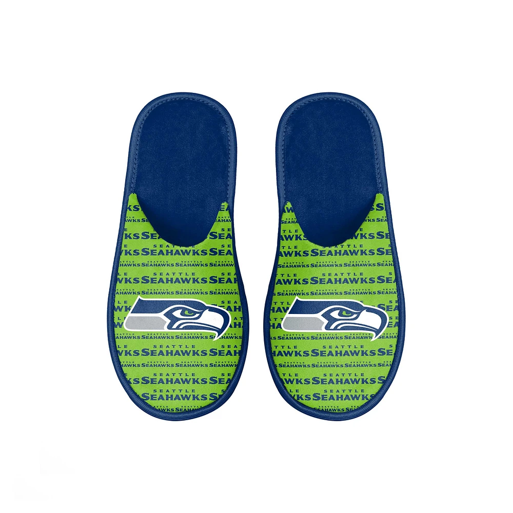 Youth FOCO Seattle Seahawks Scuff Wordmark Slide Slippers