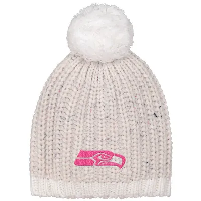 Seattle Seahawks Girls Youth Cable Cuffed Knit Hat with Pom - College Navy