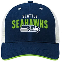 Youth Navy/White Seattle Seahawks Core Lockup Adjustable Hat