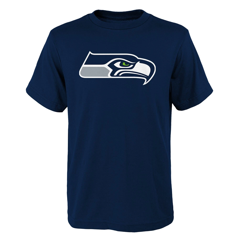 T-shirt bleu marine avec logo principal des Seattle Seahawks pour jeunes