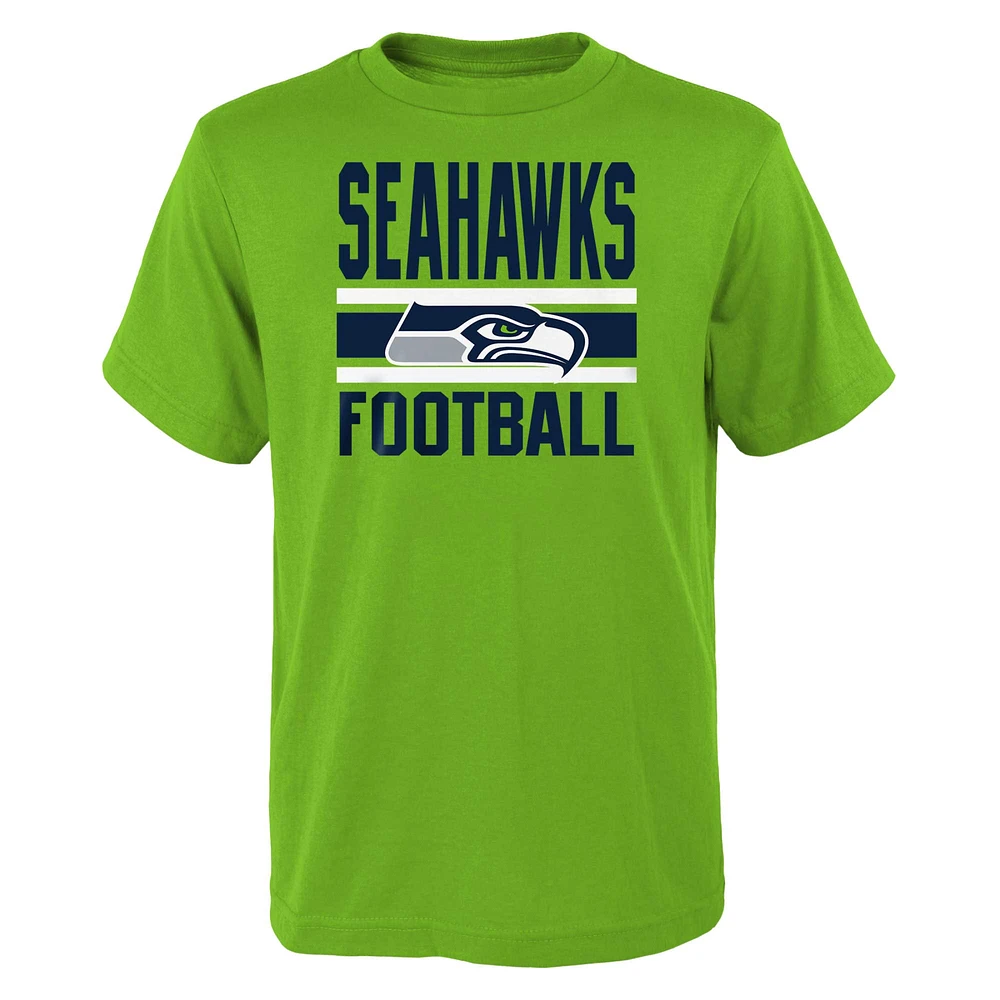 Ensemble de t-shirts préférés des fans Seahawks Seattle vert fluo/bleu marine pour jeune