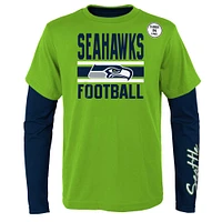 Ensemble de t-shirts préférés des fans Seahawks Seattle vert fluo/bleu marine pour jeune