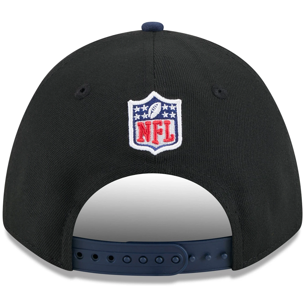 Casquette ajustable New Era 9FORTY A-Frame M-Crown noire/bleu marine universitaire pour jeunes des Seattle Seahawks, draft NFL 2025