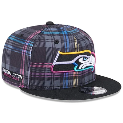 Youth New Era Black Seattle Seahawks 2024 NFL Crucial Catch 9FIFTY Snapback Hat