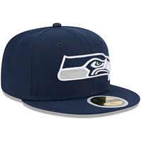 Youth New Era College Navy Seattle Seahawks Main 59FIFTY Fitted Hat