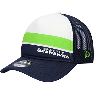 Youth New Era College Navy Seattle Seahawks Sport Night Color Block 9FORTY A-Frame Trucker Adjustable Hat