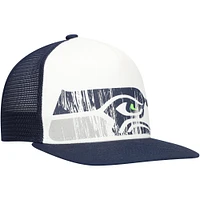 Youth New Era White/College Navy Seattle Seahawks Distressed 9FIFTY A-Frame Snapback Hat