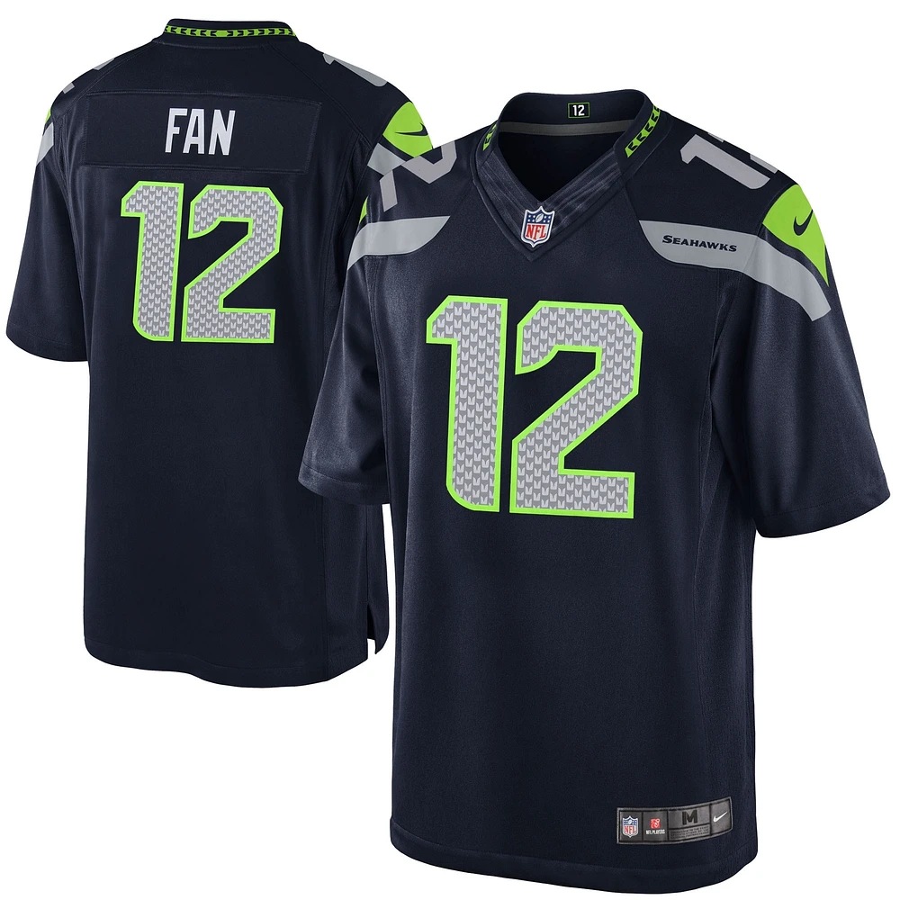 Maillot de match Nike 12s bleu marine pour jeunes des Seahawks Seattle