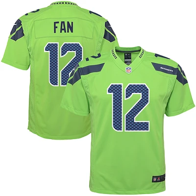 Maillot de match Nike 12s Seattle Seahawks vert fluo pour jeune