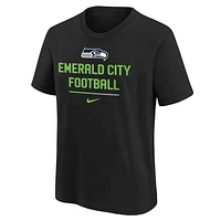 Youth Nike Black Seattle Seahawks Emerald City Football Slogan - T-Shirt