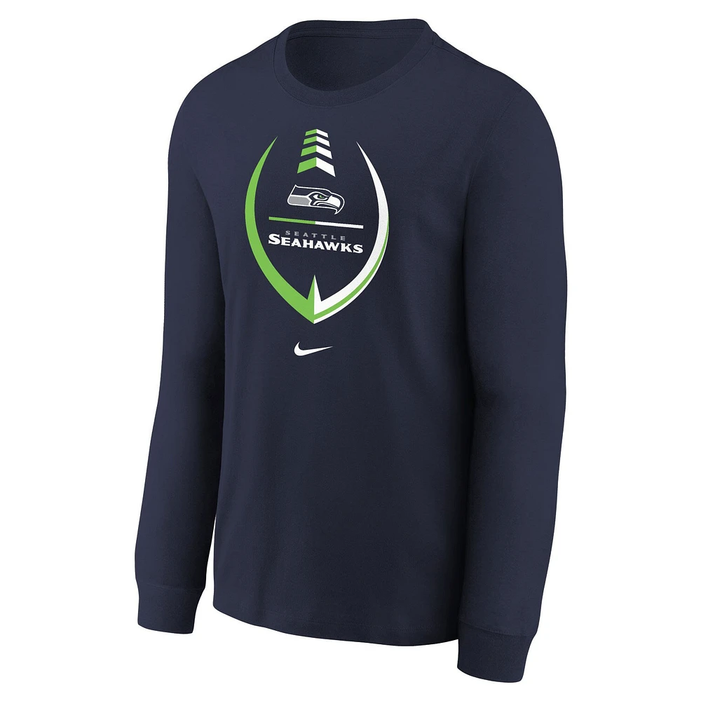 Youth Nike College Navy Seattle Seahawks Icon - Long Sleeve T-Shirt