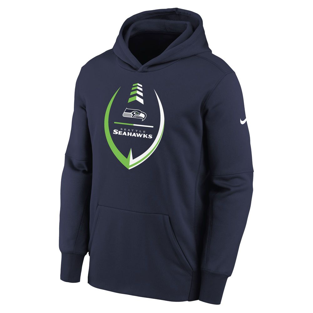 Youth Nike College Navy Seattle Seahawks Icon Therma Pullover Hoodie