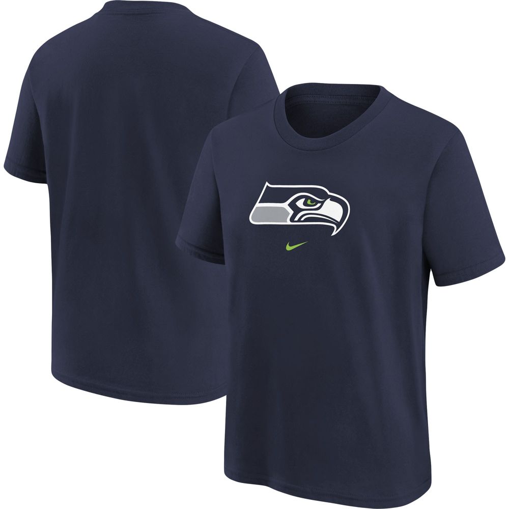 Youth Nike College Navy Seattle Seahawks Logo Wordmark - T-Shirt