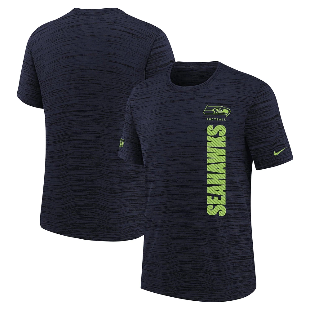 T-shirt Nike College Navy pour jeunes Seattle Seahawks Sideline Velocity Performance