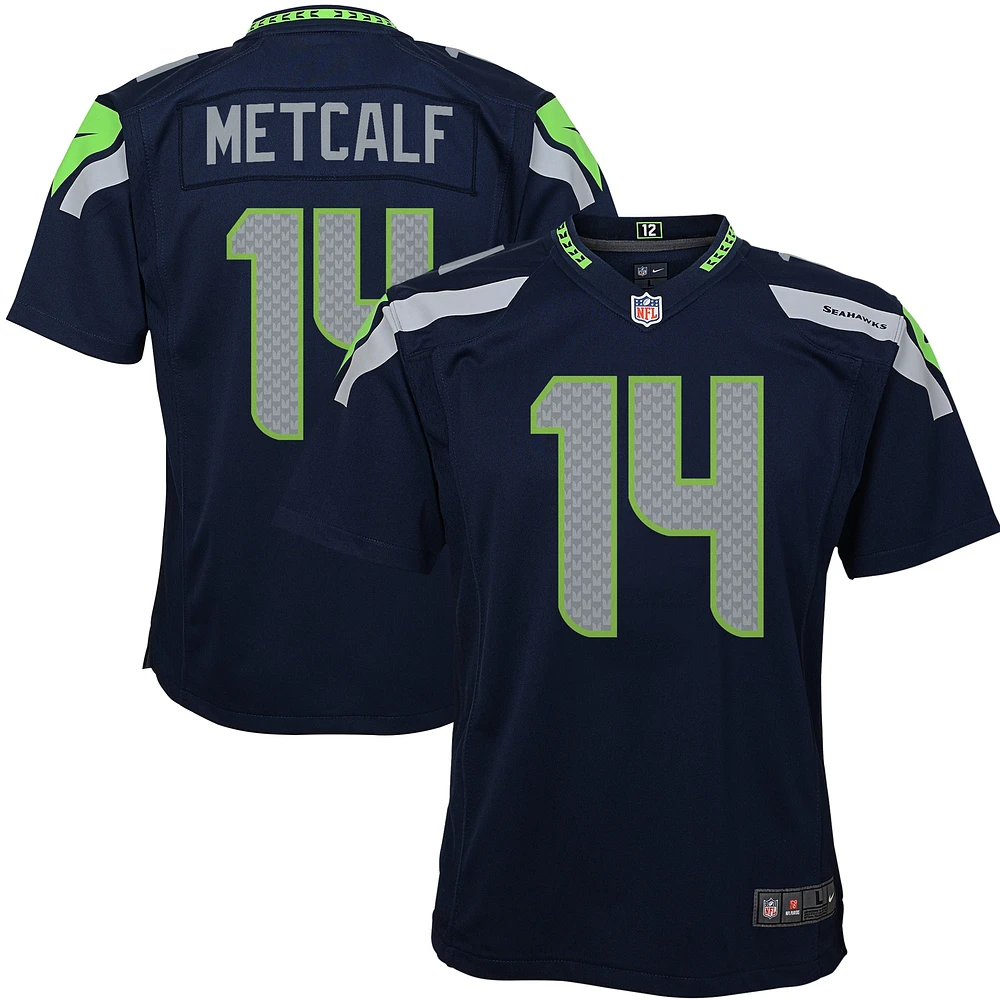 Maillot de match Nike DK Metcalf bleu marine pour jeunes des Seahawks Seattle