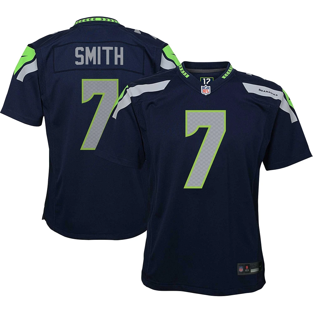 Maillot de match Nike Geno Smith bleu marine pour jeunes des Seahawks Seattle