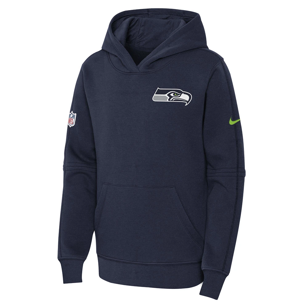 Youth Nike Navy Seattle Seahawks Club Fleece Pullover Hoodie