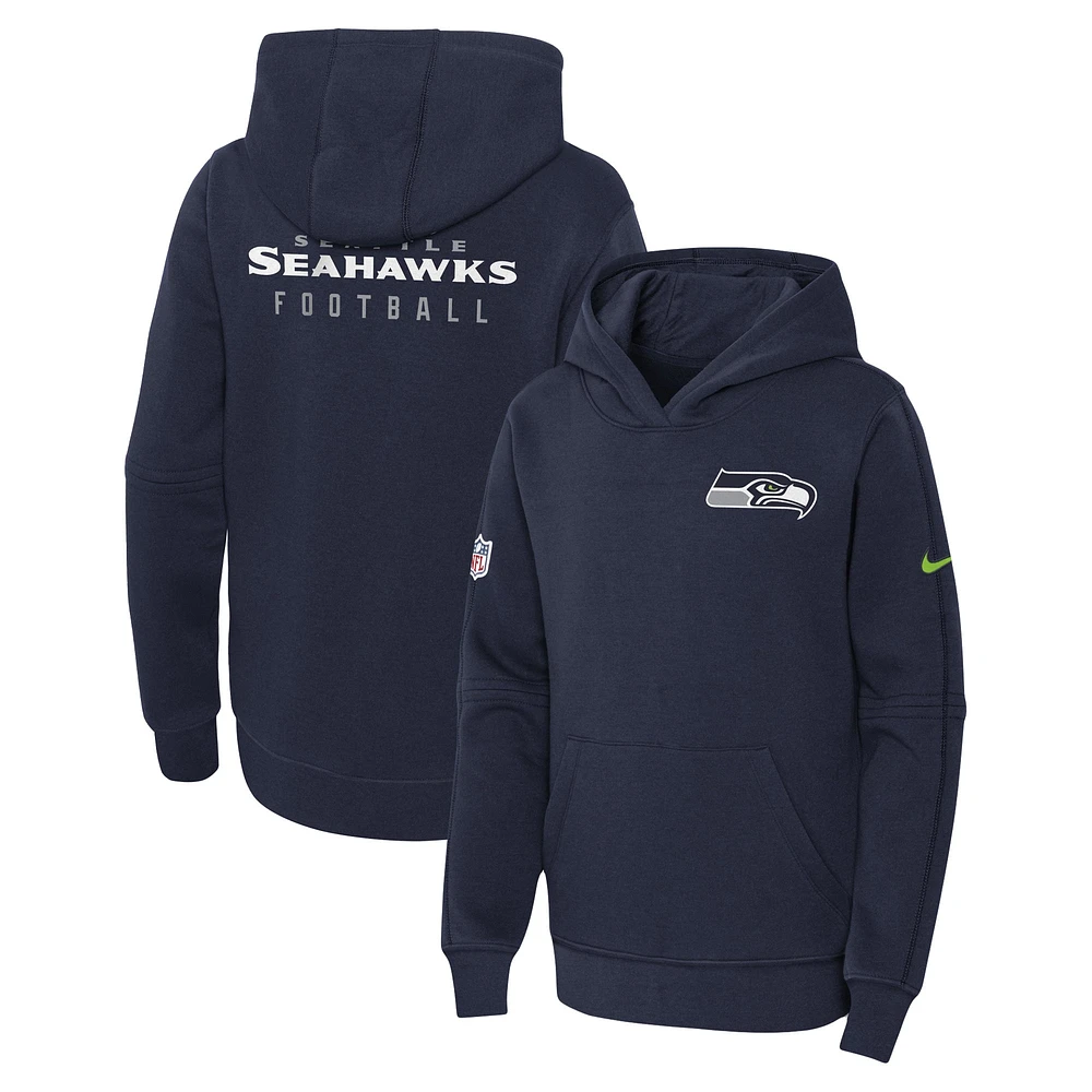 Youth Nike Navy Seattle Seahawks Club Fleece Pullover Hoodie