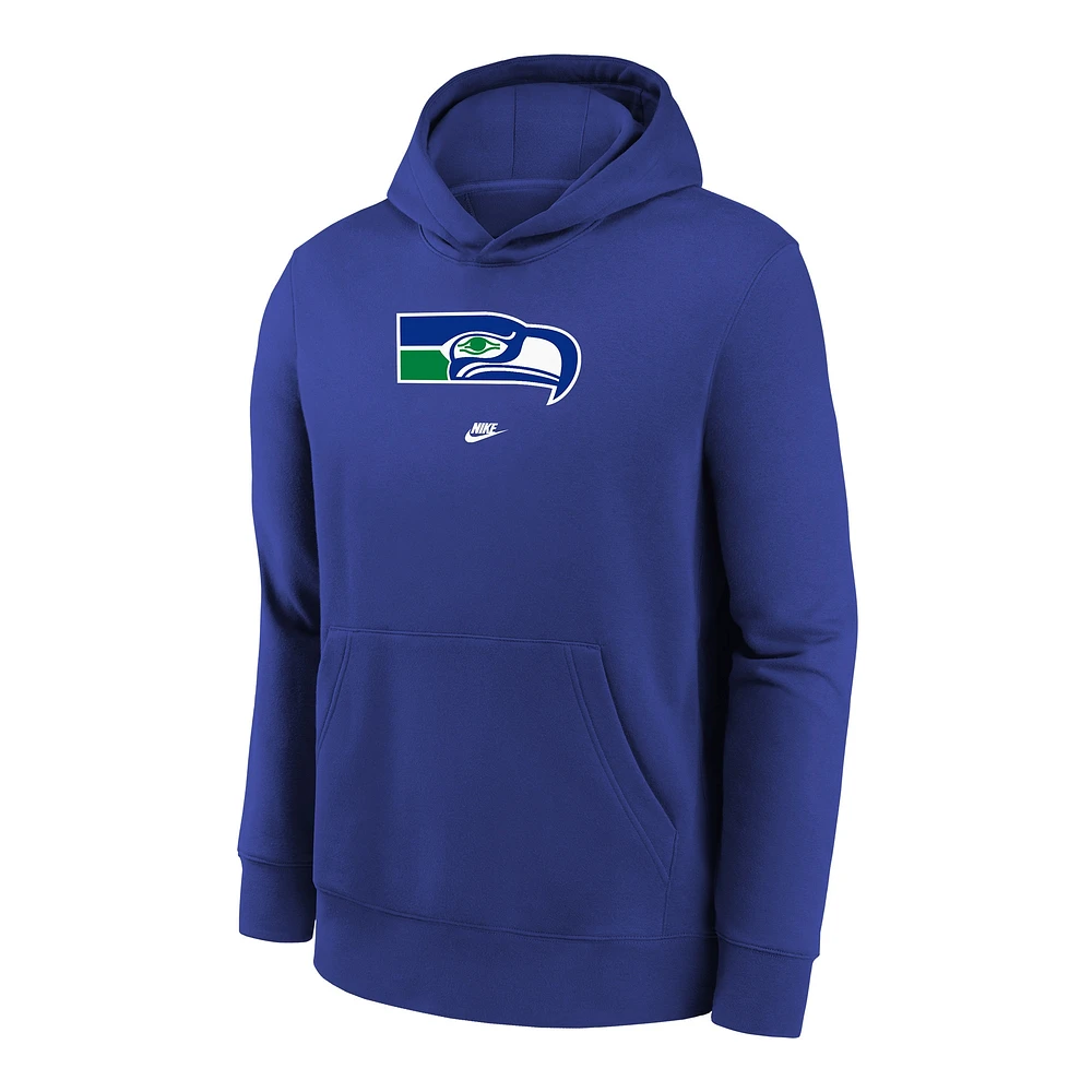 Sweat à capuche en molleton avec logo Nike Royal Seattle Seahawks Club pour jeunes