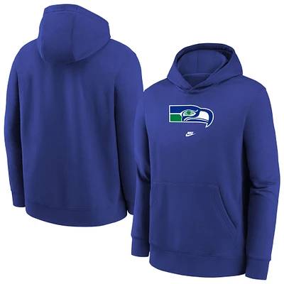 Youth Nike Royal Seattle Seahawks Rewind Club Fleece Pullover Hoodie