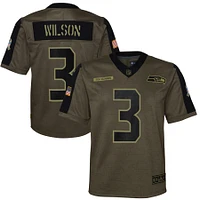 Maillot Nike pour jeunes Russell Wilson Olive Seattle Seahawks 2021 Salute To Service Game