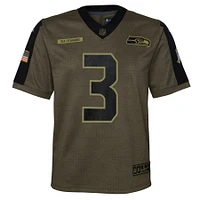 Maillot Nike pour jeunes Russell Wilson Olive Seattle Seahawks 2021 Salute To Service Game