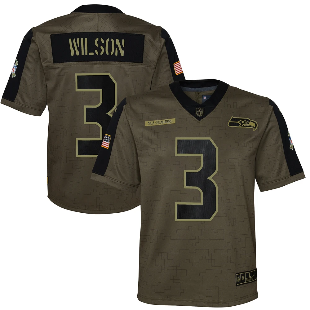 Youth Nike Russell Wilson Olive Seattle Seahawks Salute To Service Game Jersey