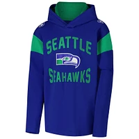 Youth Royal Seattle Seahawks The Champ is Here Retro Long Sleeve Hoodie T-Shirt