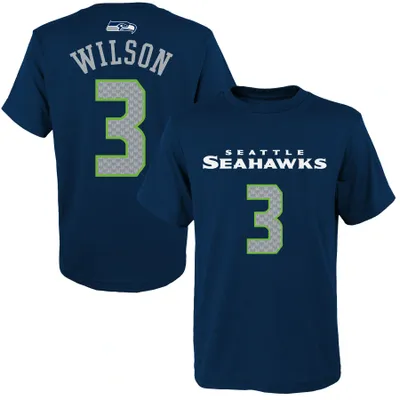 Russell Wilson Seattle Seahawks Youth Mainliner Player Name & Number T-Shirt - Navy