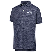 Youth Wes & Willy College Navy Seattle Seahawks Cloudy Yarn Polo