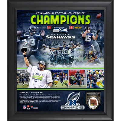Seattle Seahawks Shop Exclusive 2014 NFC Champions Framed 15'' x 17'' Collage with a Piece of Game-Used Football from the NFC Championship Game - Limited Edition of 250