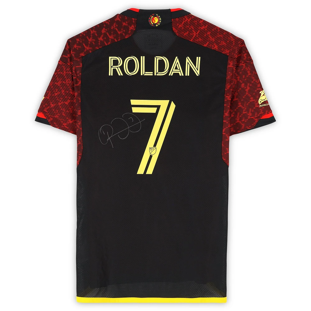 Cristian Roldan Seattle Sounders FC Autographed Match-Used #7 Red adidas Jersey from the 2024 MLS Season - Size M