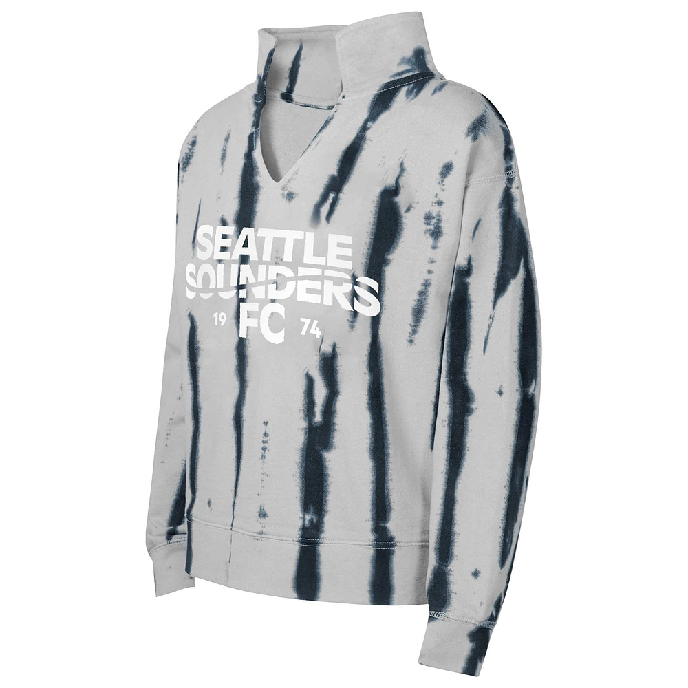 Sweat-shirt gris à col en V pour filles des Seattle Sounders FC Big League