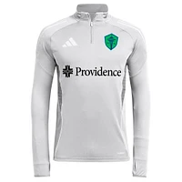 Men's adidas  Silver Seattle Sounders FC 2025 AEROREADY Quarter-Zip Long Sleeve Training Top