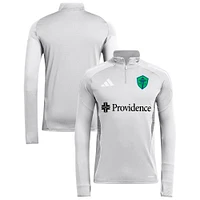 Men's adidas  Silver Seattle Sounders FC 2025 AEROREADY Quarter-Zip Long Sleeve Training Top