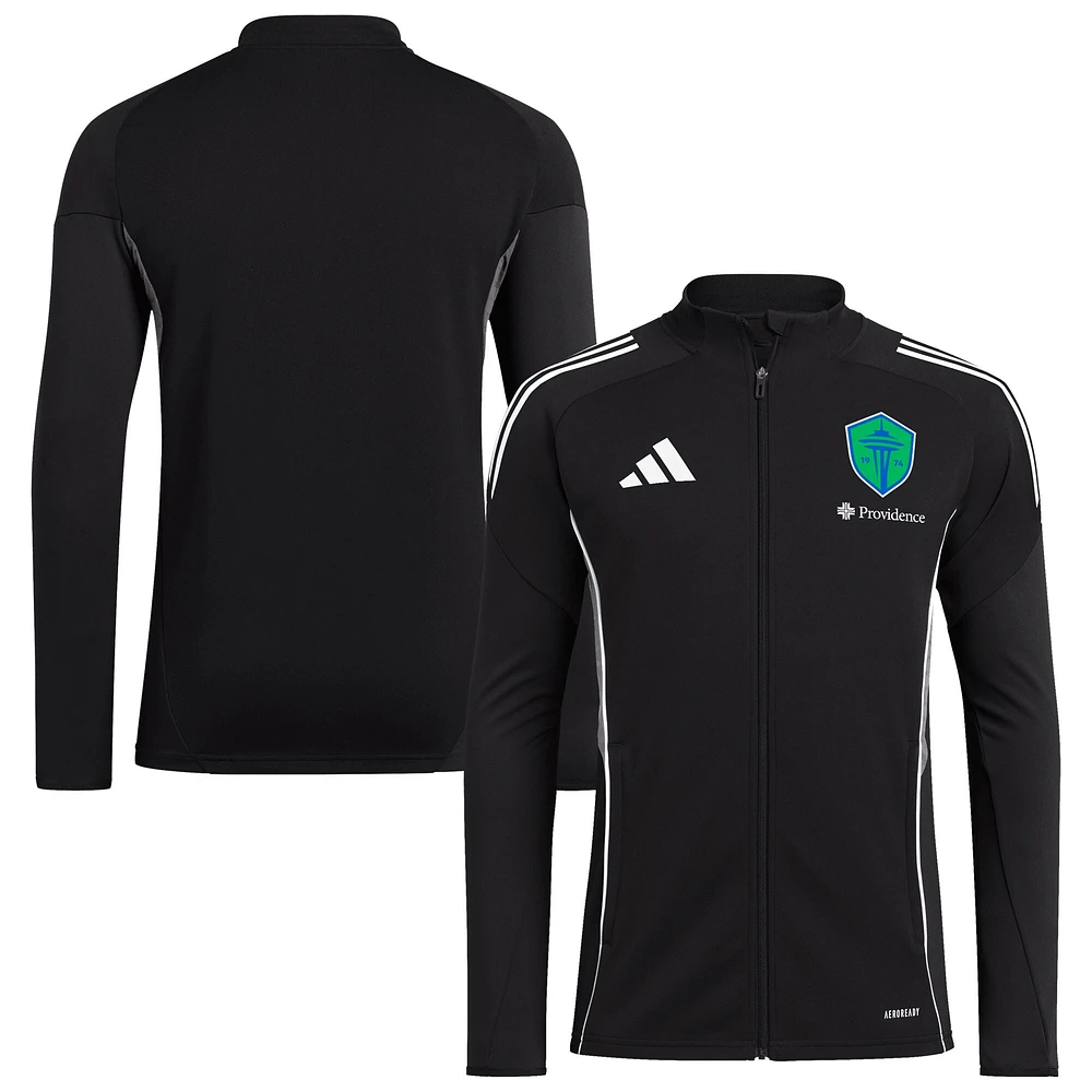 Veste d'entraînement zippée adidas noire Seattle Sounders FC 2025 pour homme