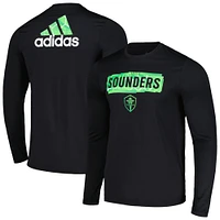 Men's adidas Black Seattle Sounders FC Local Pop AEROREADY Long Sleeve T-Shirt