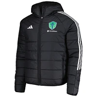 Men's adidas Black Seattle Sounders FC Tiro 24 Full-Zip Winter Hoodie Jacket