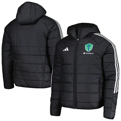 Veste à capuche d'hiver entièrement zippée adidas Seattle Sounders FC Tiro 24 pour homme, noire