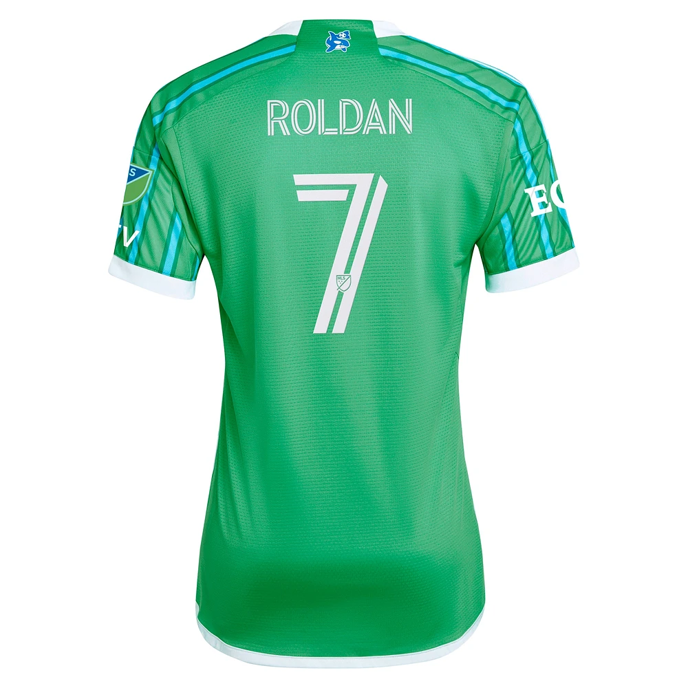 Men's adidas Cristian Roldan Green Seattle Sounders FC 2024 The Anniversary Kit Authentic Player Jersey